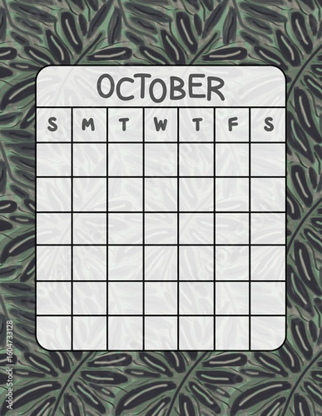 Obraz Vertical Perpetual Calendar Template with Exclusive Pattern – 8.5x11 inch Undated Monthly Layout