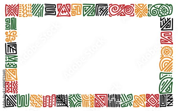 Fototapeta Borders And Frames Black history month , Frame for Juneteenth with space for text .colorful abstract rectangle frame
