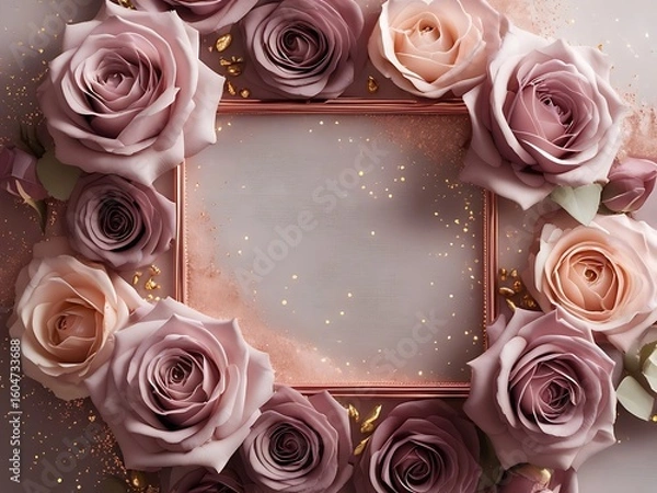 Obraz Rose Frame Elegant Floral Background.