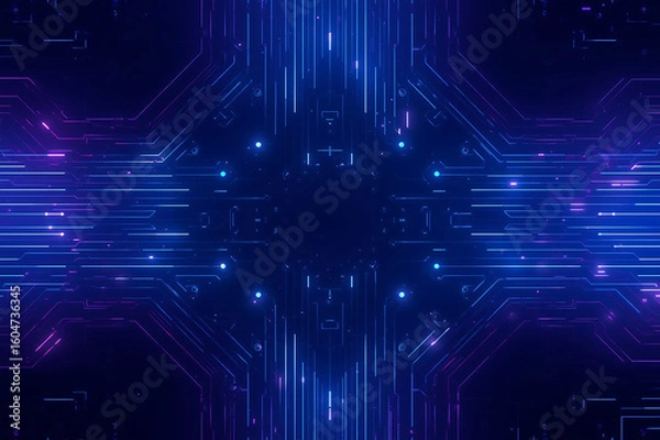 Obraz "Futuristic Neon Circuit Background in Blue and Purple Tones"