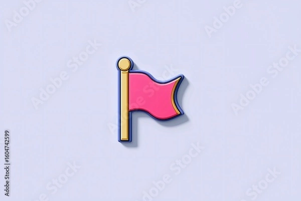 Fototapeta Colorful Minimalist Flag Icon: Whimsical Digital Artwork with Pastel Background for Artistic Expression and Identity Recognition