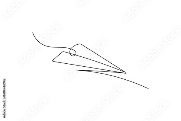 Fototapeta Minimalist paper plane outline in one line style
