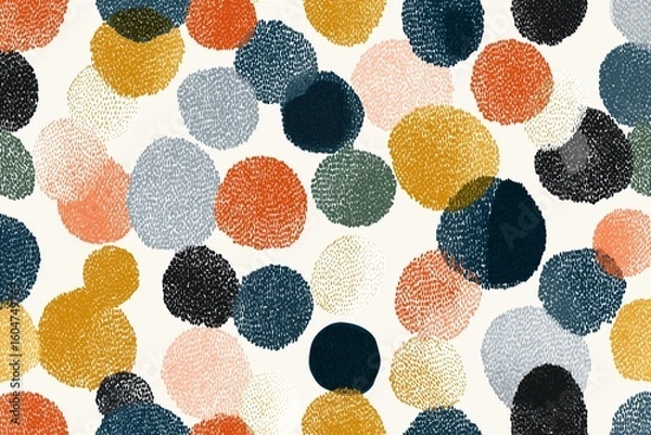 Fototapeta Colorful Dots Modern Design: Abstract Pattern and Textured Circles in Vibrant Colors Creating Visual Rhythm in Contemporary Art