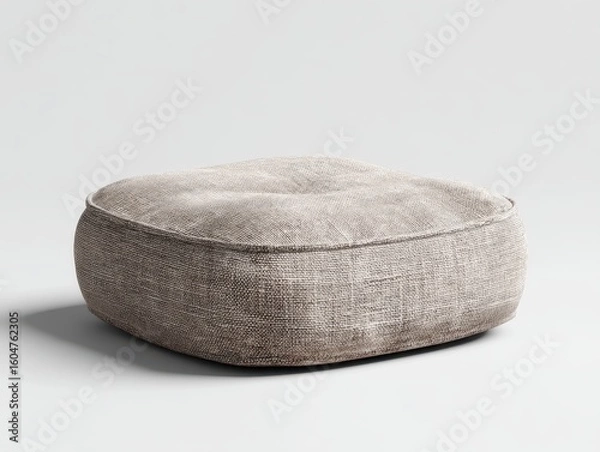 Obraz Off White Textured Square Floor Cushion with Brown Pattern