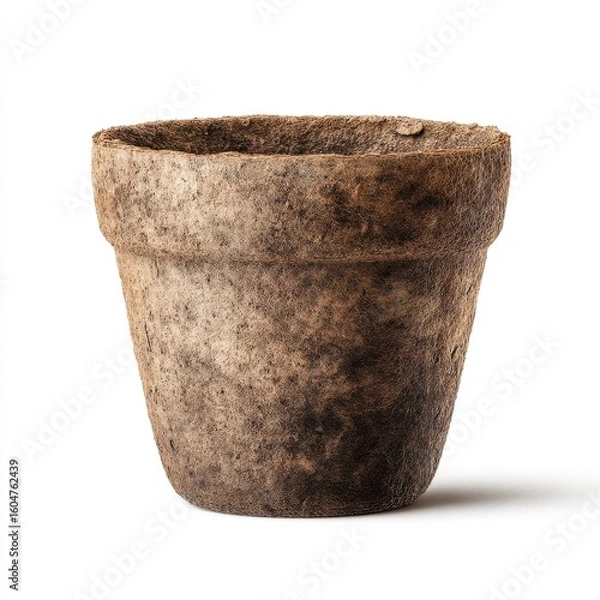 Obraz Rustic Terracotta Flower Pot on White Background
