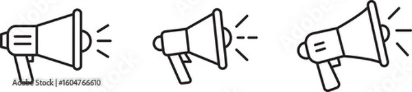 Obraz Megaphone Outline Icon – Loudspeaker Vector Symbol for Marketing, Announcement, Protest, Public Speaking, and Communication Concepts in Minimal Line Style