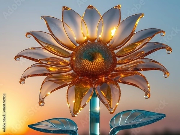 Obraz Glass Sunflower Sunset Bloom.