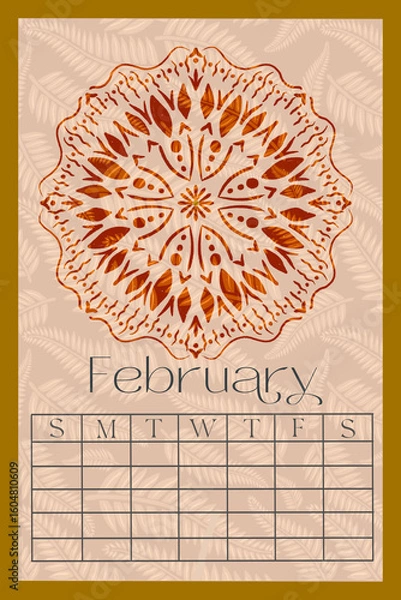 Obraz Vertical Perpetual Calendar Template with Exclusive Illustration - 11x16.5 inches Undated Monthly Layout