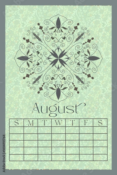 Obraz Vertical Perpetual Calendar Template with Exclusive Illustration - 11x16.5 inches Undated Monthly Layout