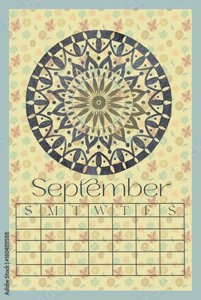 Obraz Vertical Perpetual Calendar Template with Exclusive Illustration - 11x16.5 inches Undated Monthly Layout