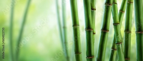 Fototapeta The Beautiful Green Stalks of Bamboo in a Tranquil Natural Setting