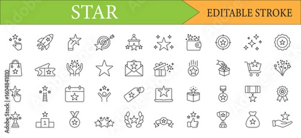 Obraz Star Outline Icons Editable Stroke Vector Set