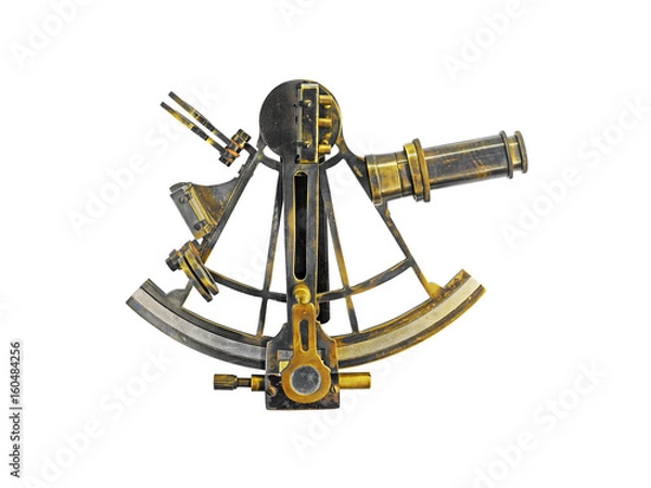 Fototapeta Starożytne brąz nawigacji Sextant Astrolabe, izolować na białym tle