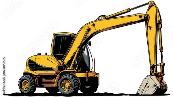Obraz Backhoe Icon: Icon of a backhoe, used for digging and material handling, isolated on a Transparent background, PNG file.