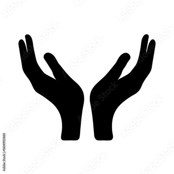 Obraz Silhouette of two hands reaching up, symbolizing support, hope and generosity