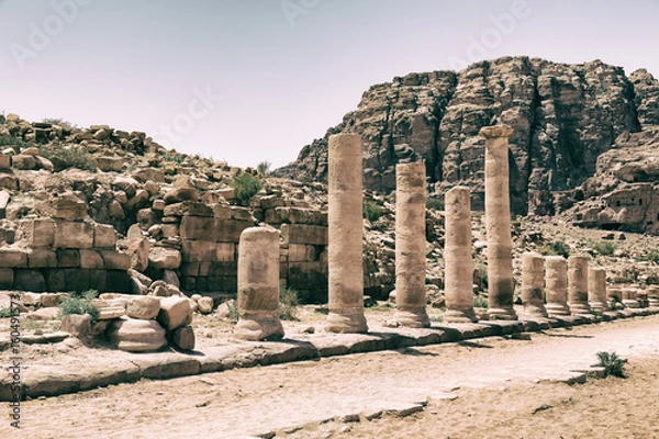 Fototapeta  the antique street full of columns and  heritage