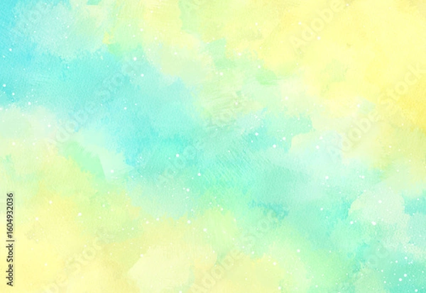 Obraz 水色と黄色のグラデーションの水彩背景　テクスチャ素材