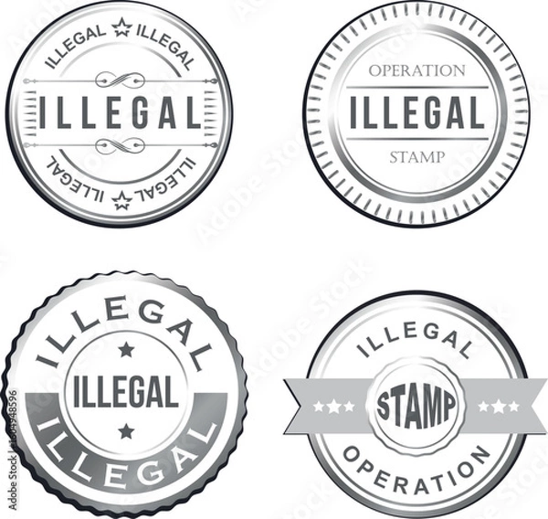 Fototapeta Illegal Round Stamp Seal Typography Vector design