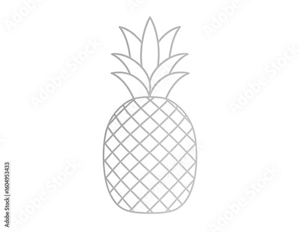 Fototapeta Simple, stylized silver pineapple graphic