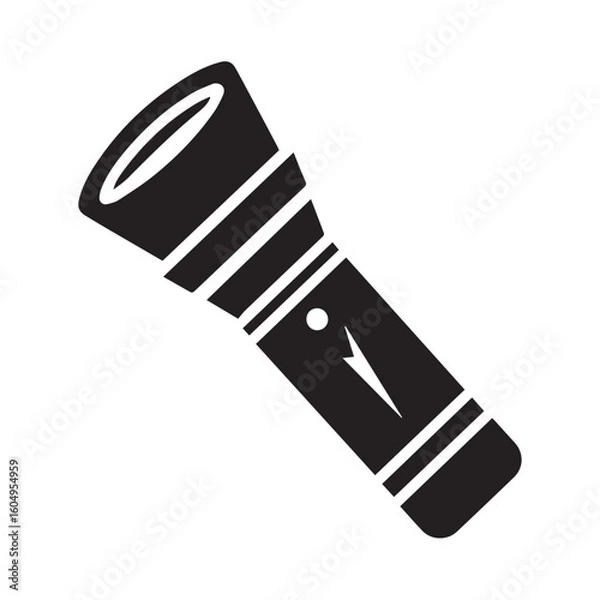 Fototapeta Flashlight Vector Icon – Black Torch Light Silhouette Illustration for Emergency and Outdoor Use