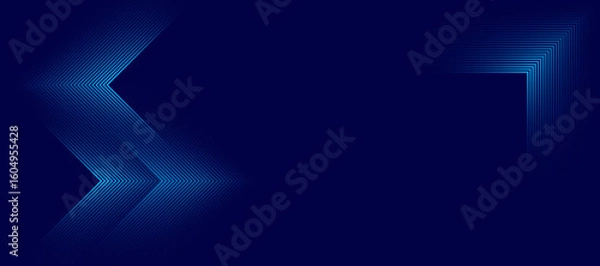 Obraz Dark Blue Futuristic Line Pattern Background with Gradient Arrows and Tech Corners