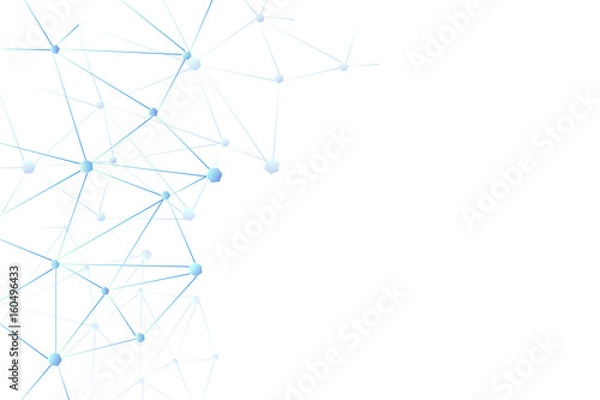 Fototapeta Blue Connect dot background. Polygonal with connecting dots and lines. Molecule and communication with connected dots and lines.  Graphic background for your design and text. Vector Illustration