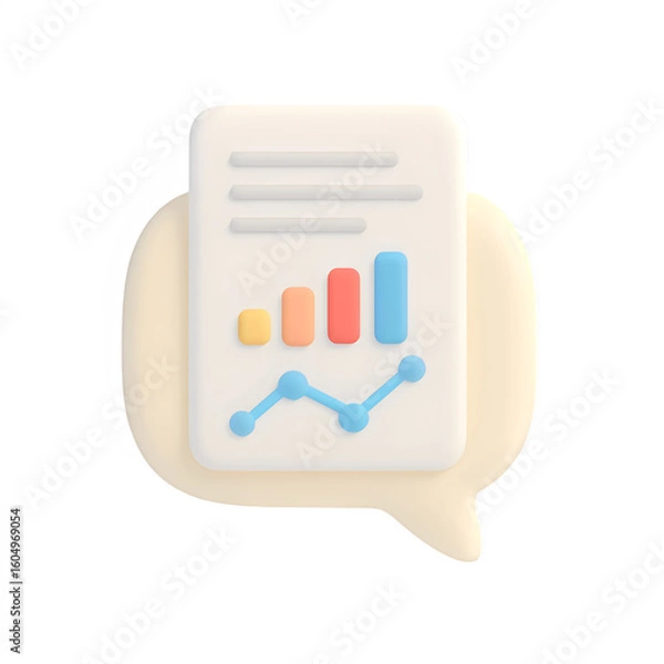 Fototapeta 3d speech bubble with graph icon isolated on transparent background. data or analysis concept