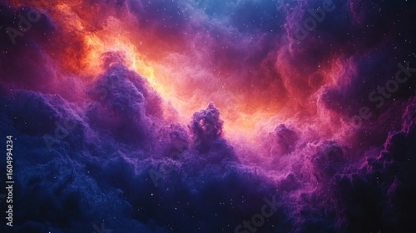 Fototapeta Colorful nebula, vibrant cosmic clouds