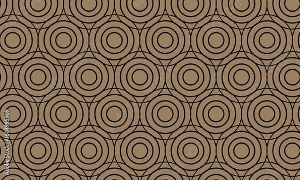 Obraz  abstract black colour geometry circle pattern with golden colour background.