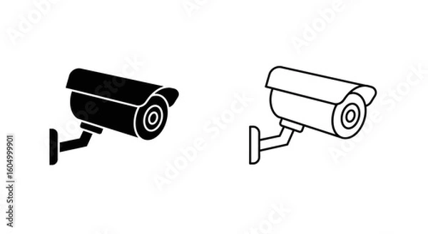 Fototapeta Security camera icon set in black and white vector illustration