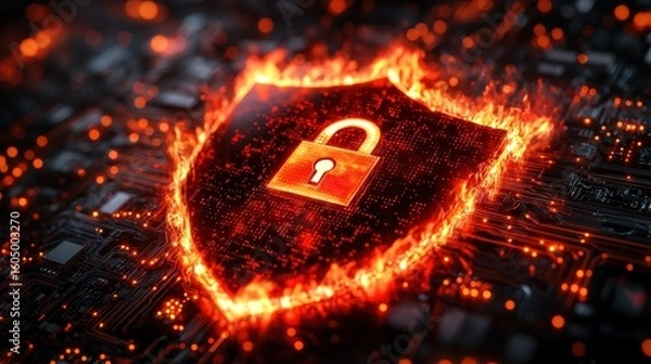 Obraz Burning shield on circuit board