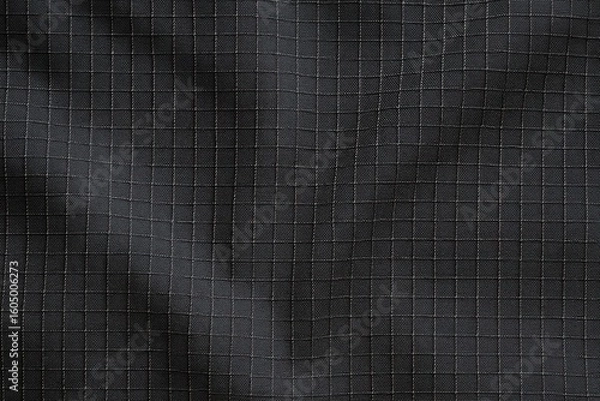 Fototapeta Black Ripstop Fabric with Geometric Square Pattern Texture