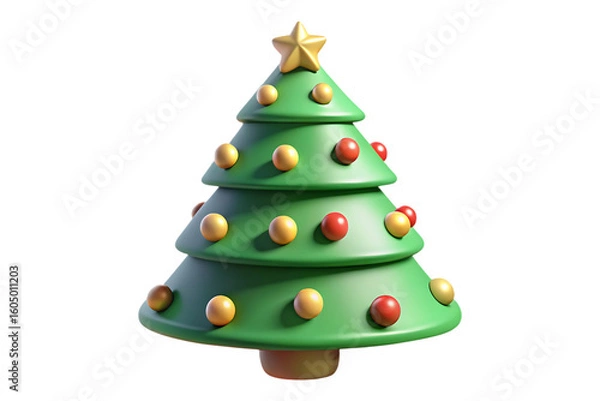 Fototapeta Stylized Christmas tree with ornaments isolated on a transparent background 1
