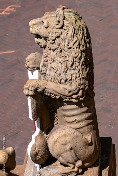 Fototapeta Architectural fragment of Leiden City Hall (Stadhuis). The facade of the City Hall dates from 1595.