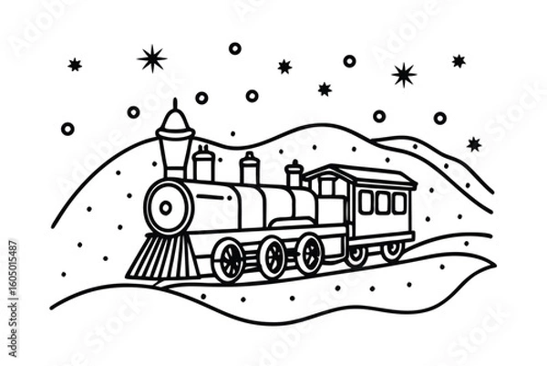 Fototapeta Polar Express Train In Snowstorm