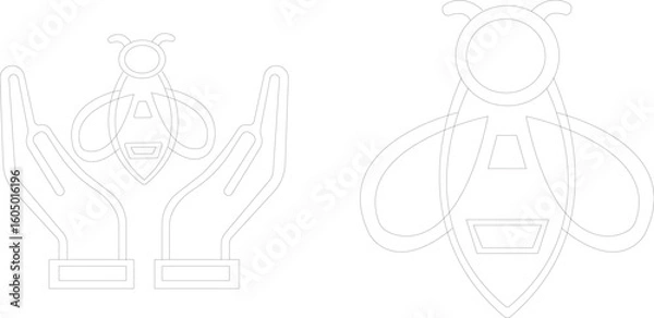 Fototapeta Art & IllustBee icon set.Honey bee icon vector silhouette illustration isolated on white background.Whimsical bee icons set.Set of cute bee illustration designs.set of party.Linear style nature,ration