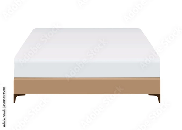 Fototapeta Brown double bed. vector illustration	
