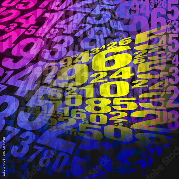 Fototapeta abstract blur colorful many numbers stacked on black background, fashion, decor, picture, background, business, template, copy space