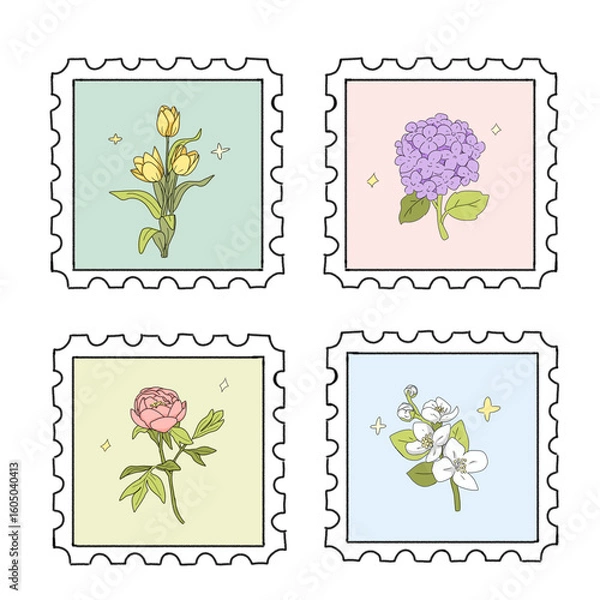 Obraz Floral Stamp Collection