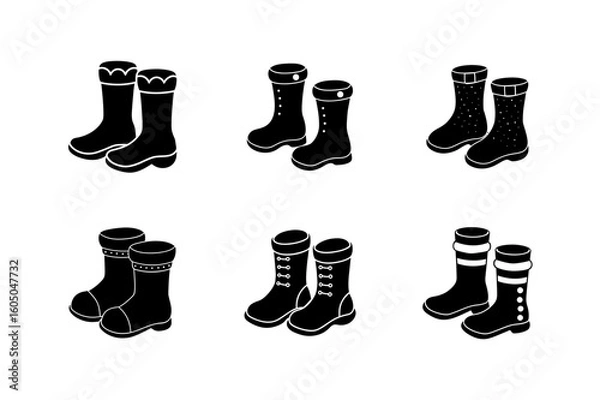 Fototapeta santa's boots vector art silhouette