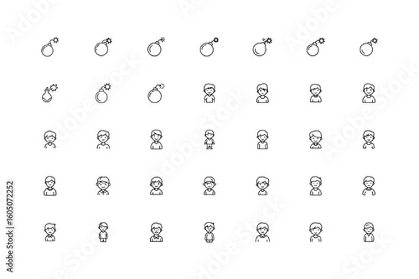 Obraz bomb and human icon sheet design.
