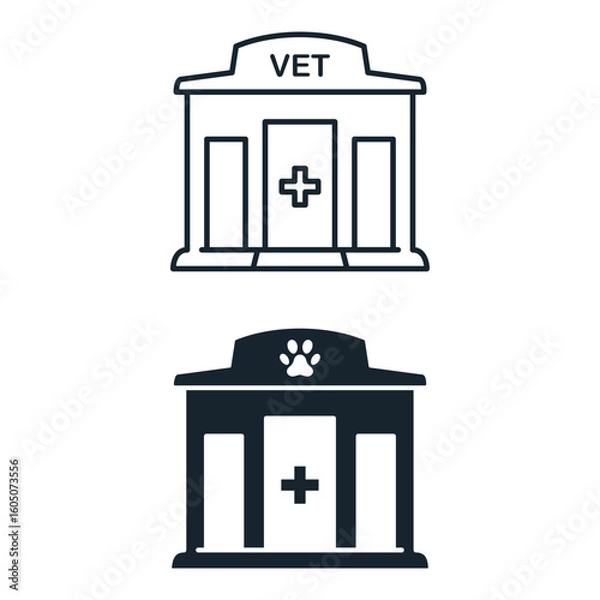 Fototapeta Veterinary clinic building vector line icon set. Vector isolated illustration