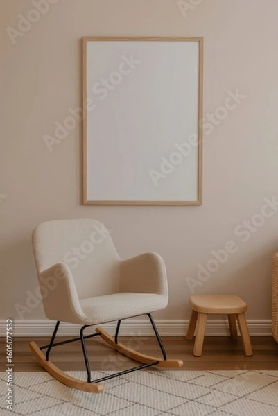 Fototapeta Scandinavian Nursery Corner with Rocking Chair
