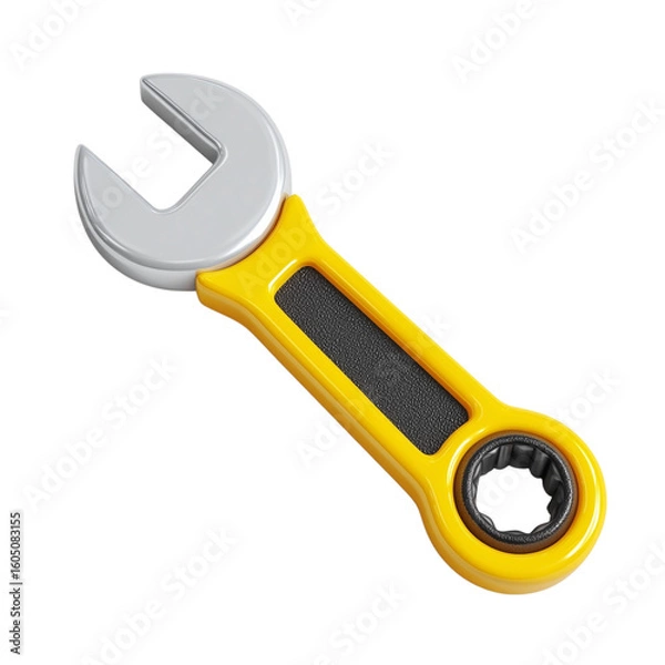 Fototapeta 3d Wrench of Metallic Mechanic Tool, Construction and Maintenance Icon for Web Design