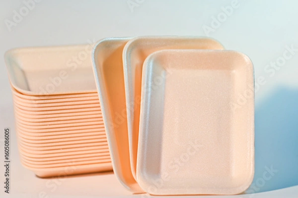 Fototapeta Disposable Foam Trays with Minimal Design