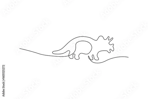 Fototapeta Continuous line drawing of a triceratops Simple, minimalist artwork Vector illustration on white background