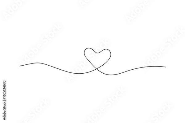 Fototapeta Minimalist line drawing depicts a heart shape Simple black line on white Symbol of love and affection