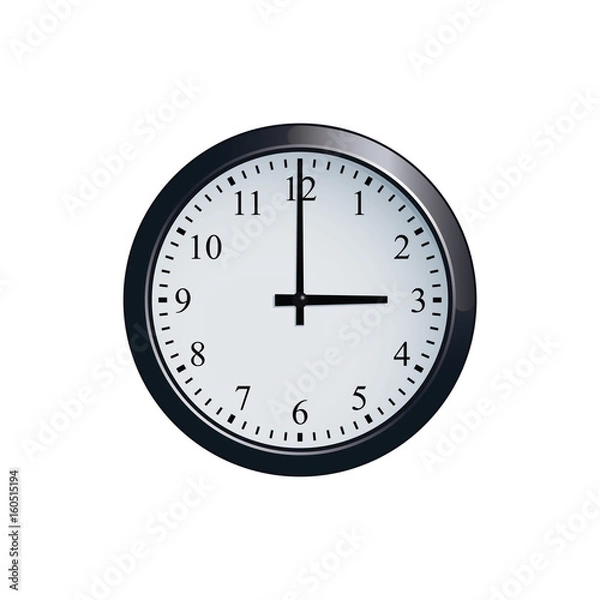 Fototapeta Wall clock set at 3 o'clock