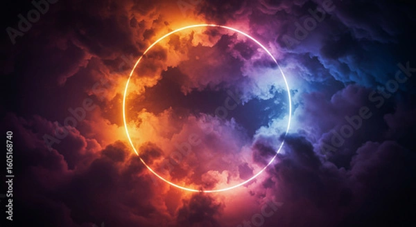 Fototapeta Abstract Energy Portal with Vivid Neon Clouds
