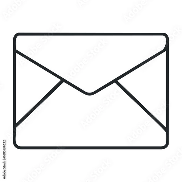 Obraz Simple black and white envelope icon on plain background. Vector illustration
